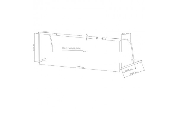 Ворота юниорфутбол 5х2м с противовесом, Сталь, створ D89мм СТ8032 пара 600_380