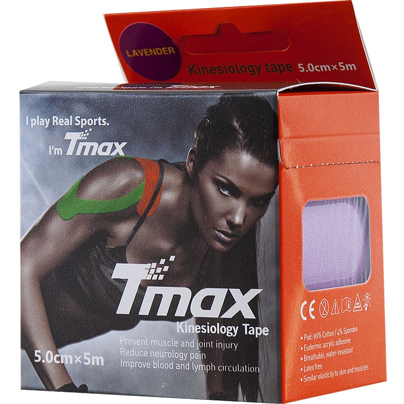 Тейп кинезиологический Tmax Extra Sticky Lavender фиолетовый 800_800