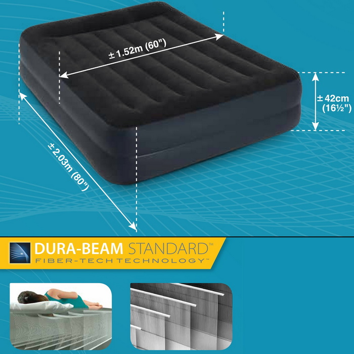 Надувная кровать Intex Pillow Rest Raised Bed 152х203х42см встроенный насос 220V 64124 700_700