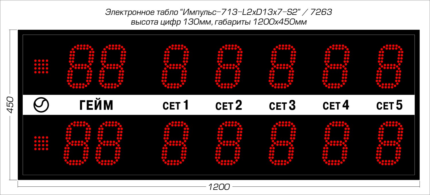 Табло для тенниса Импульс 713-L2xD13x7-S2 1500_682